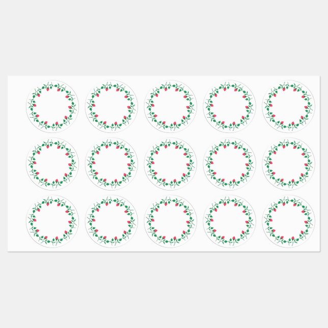 Étiquettes Cadre rond fleuri avec fleurs roses (Feuille)