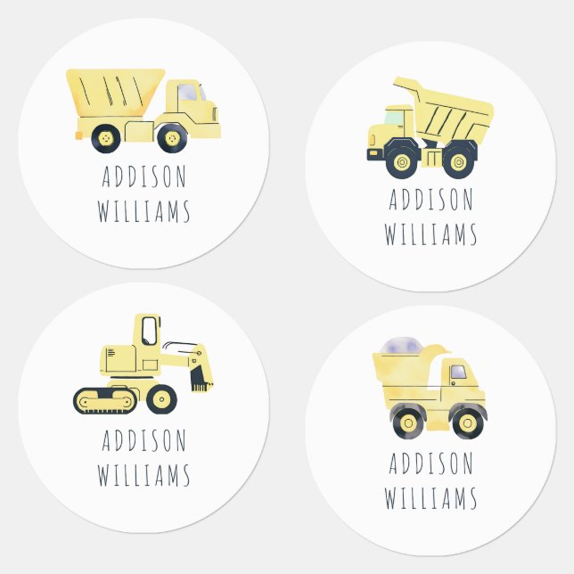 Étiquettes Camion de vidage de construction personnalisé (Groupe)