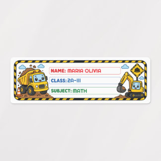 Étiquettes Camion mignon École personnalisée Nom