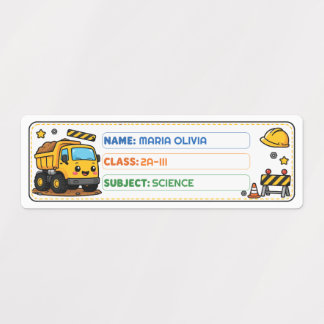 Étiquettes Camion mignon École personnalisée Nom