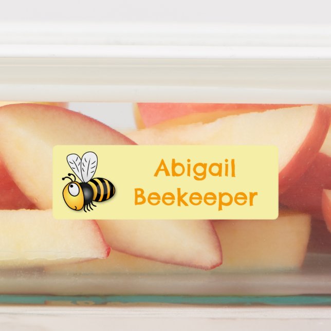 Étiquettes Caricature d'abeille très heureuse personnalisée (Apposé)