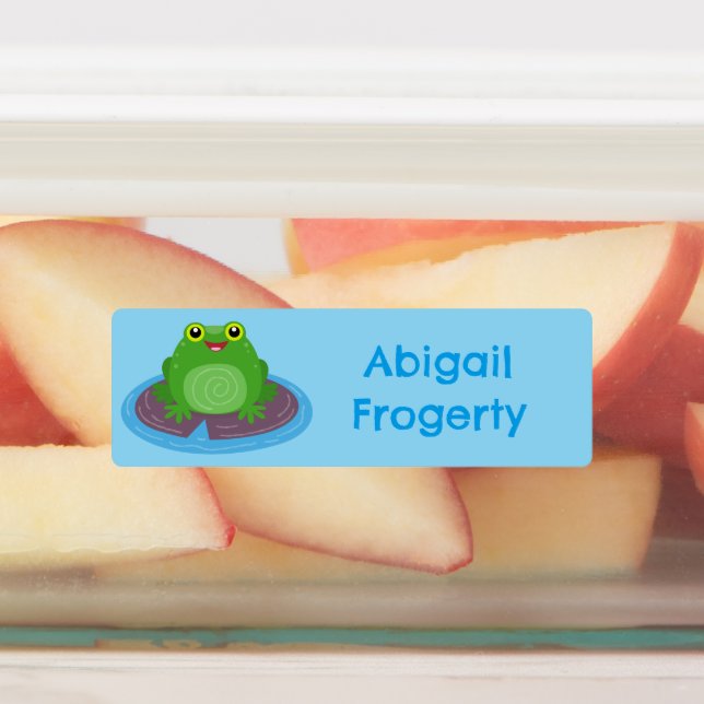 Étiquettes Caricature de grenouille verte joyeux personnalisé (Apposé)