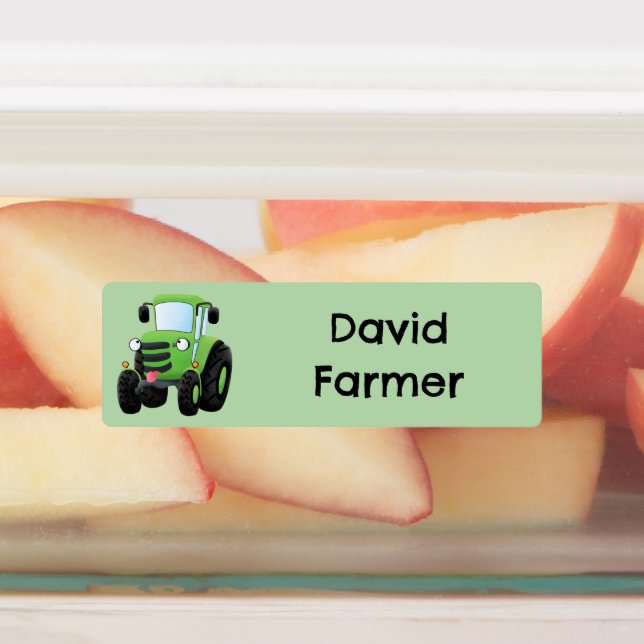 Étiquettes Caricature de tracteur agricole vert joyeux person (Apposé)