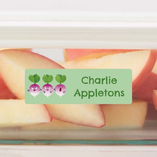 Étiquettes Caricature trio légume turnip légumes personnalisé (Apposé)