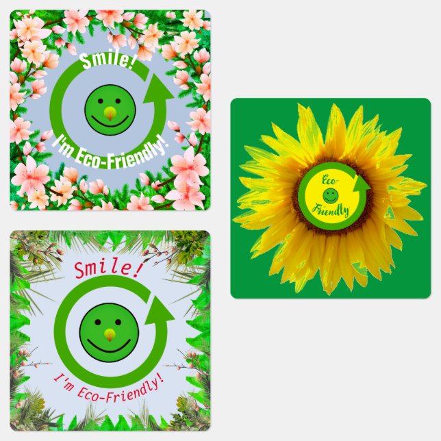 Étiquettes Carré / Eco-friendly (Groupe)