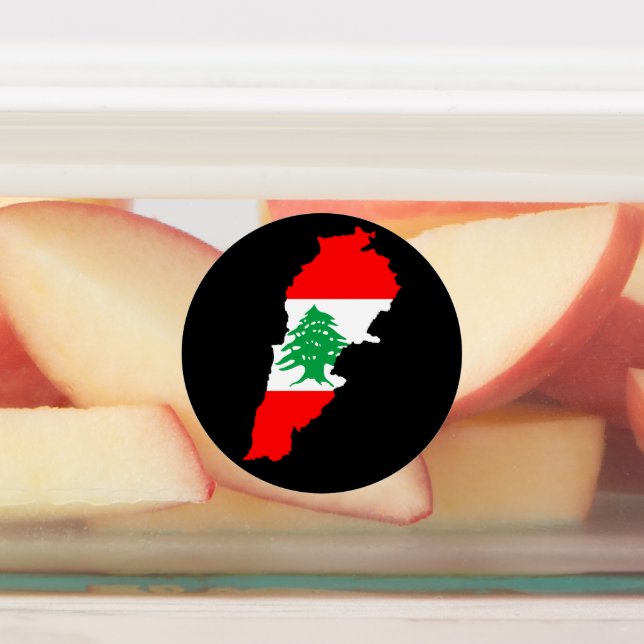 Étiquettes Carte du Liban avec drapeau (Apposé)