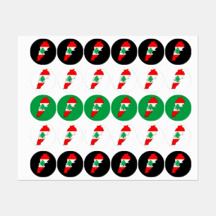 Étiquettes Carte du Liban avec drapeau