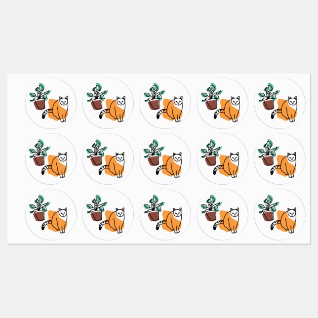 Étiquettes Chat et le plante (Feuille)