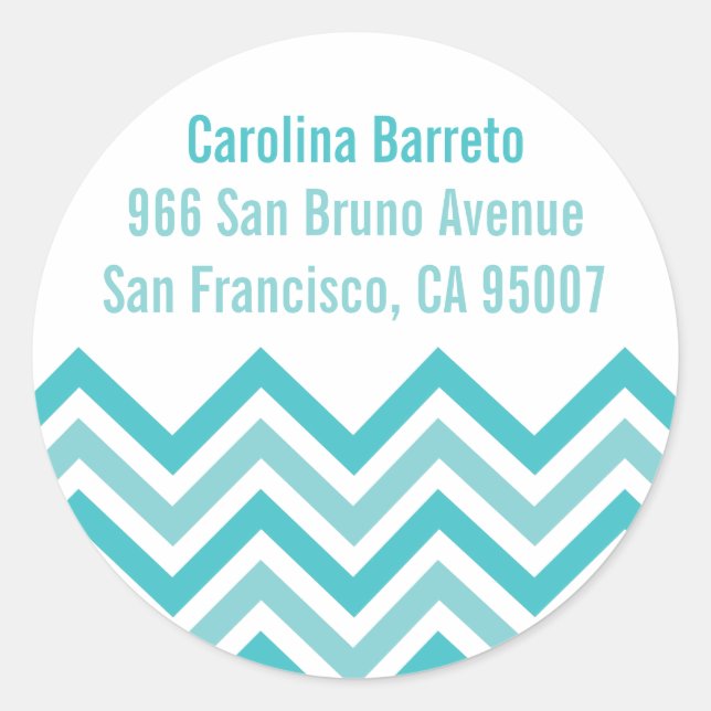Étiquettes Chevron ronds - Vert Turquoise (Devant)