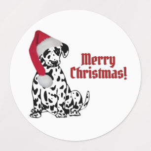 Étiquettes Chien dalmate rouge Casquette Joyeux Noël