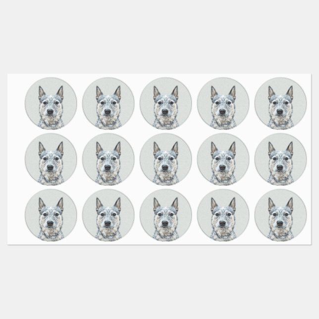 Étiquettes Chien de bétail australien - Cute Original Dog Art (Feuille)