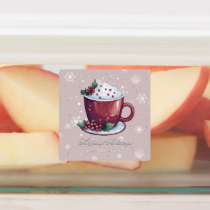 Étiquettes Chocolat Chaud de Noël   Cuisine Rose Pâle
