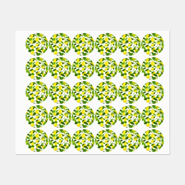 Étiquettes Citron Aquarelle (Feuille)