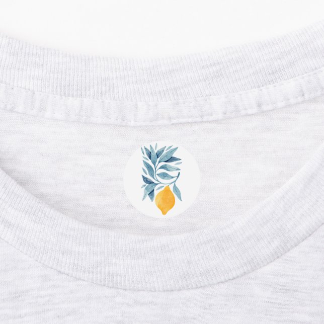 Étiquettes Citron avec illustration botanique feuille bleue (Apposé)