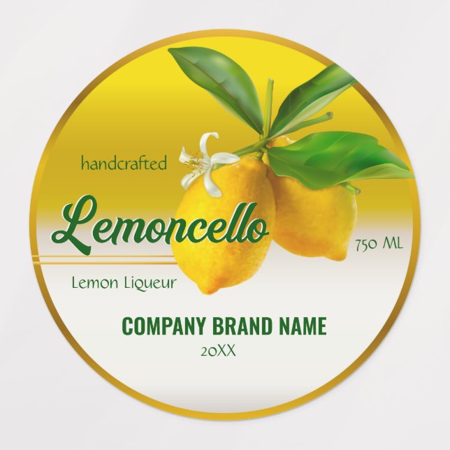Étiquettes Citron Fruit Lemoncello (Design 1)