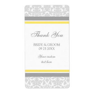 Étiquettes citron gris Mariage damassé