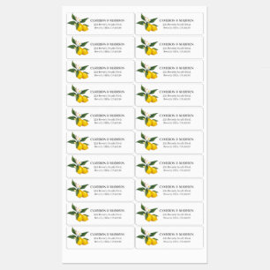 Étiquettes Citrons Peints À La Main Avec Mariage Fleur