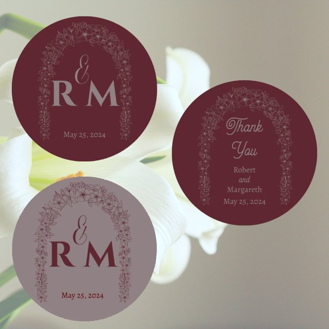 Étiquettes Classic Nature Floral Rouge Mariage Porte (Créateur téléchargé)