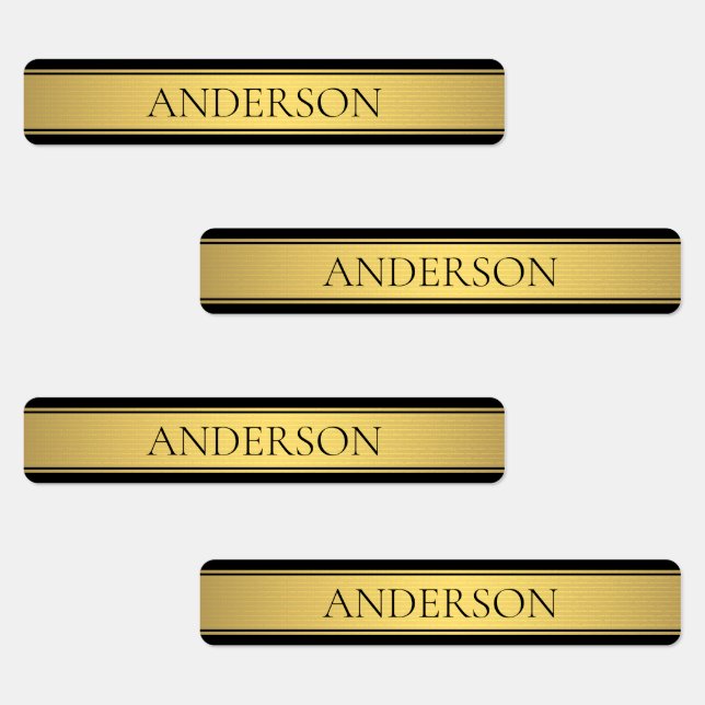 Étiquettes Classy Faux Gold Stripe & Black Arrière - plan ou  (Groupe)