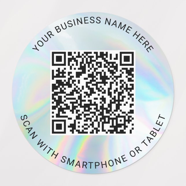 Étiquettes Code QR Holographique Nom commercial personnalisé (Design 1)