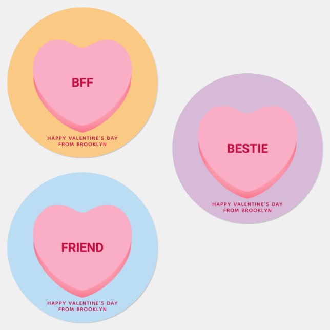 Étiquettes Coeurs de conversation d'amitié assortis mignons (Groupe)