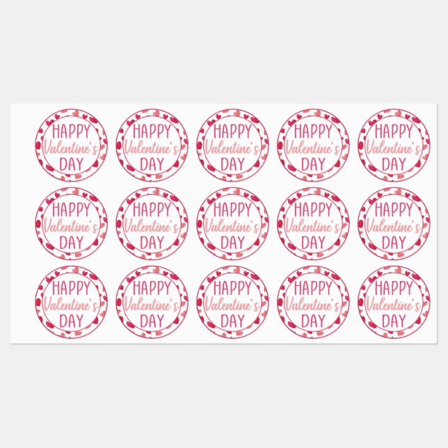 Étiquettes Coeurs Heureuses Saintes-Valentin cadeau ou biscui (Feuille)