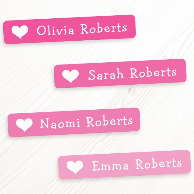 Étiquettes Coeurs mignons texto tissu rose (Cute hearts text pink fabric clothing labels)