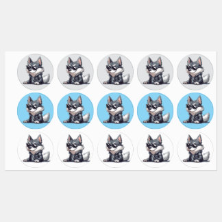 Étiquettes Cool Husky - Chien en Badass élégant dans une vest