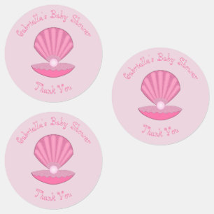 Étiquettes Coquille d'huîtres pour fille rose et Baby shower 