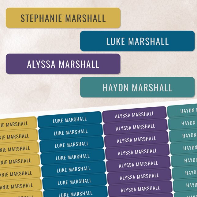 Étiquettes Couleurs hivernales rouilles Enfants étanche Nom É (Créateur téléchargé)