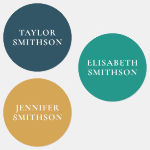 Étiquettes Couleurs rétro minimes simples Nom personnalisé Éc
