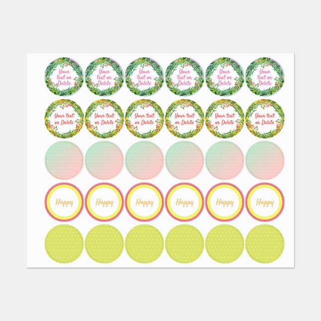 Étiquettes Courte couronnes florales girlie dotty ensemble mo (Feuille)