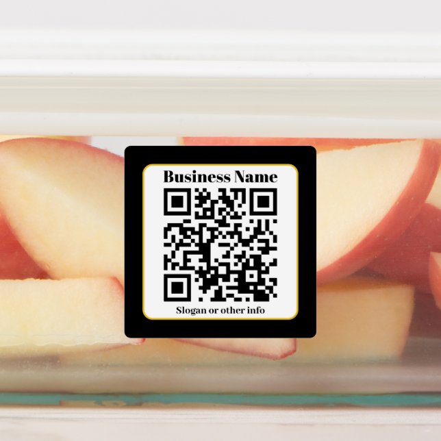 Étiquettes Create Your Own QR Code | Black White Gold Border (Apposé)