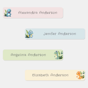 Étiquettes Cute Aquarelle Dinosaure Nom étanche