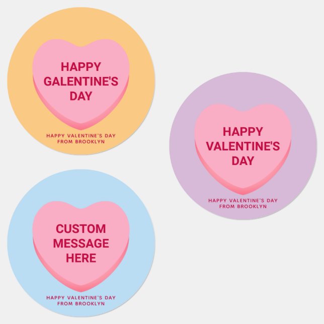 Étiquettes Cute conversation personnalisée coeurs Saint Valen (Groupe)