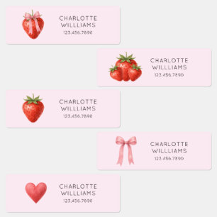 Étiquettes Cute Coquette Bow Strawberry Retour à l'école Enfa