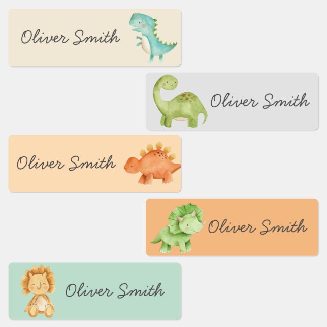 Étiquettes Cute Dinosaures Garde de jour Nom de l'école Vêtem (Groupe)
