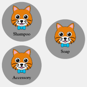 Étiquettes Cute Happy Ginger Cat avec Papillon   Personnalise
