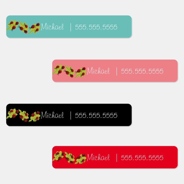 Étiquettes Cute Lady Bug School Class Lunch Nom Numéro (Groupe)