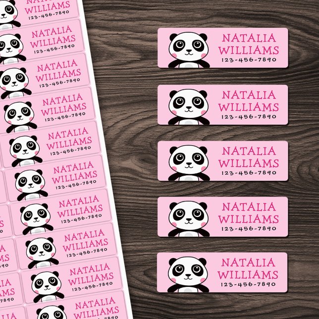 Étiquettes Cute panda nom personnalisé numéro de téléphone pr (Cute panda custom name phone number property labels)