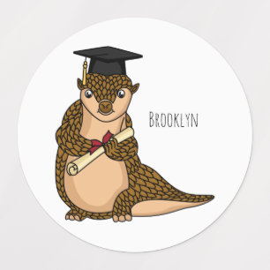 Étiquettes Cute pangolin graduating cartoon