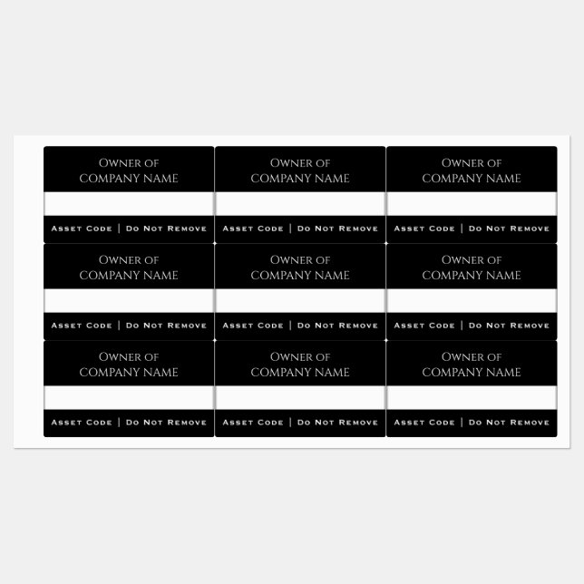 Étiquettes d'actifs noirs | Propriété corporative  (Feuille)