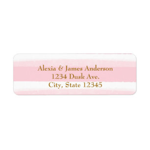 Étiquettes d'adresse à rayures aquarelles rose et