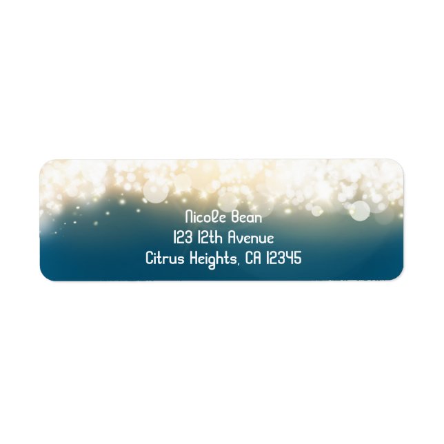 Étiquettes d'adresse de fête Blue Sparkle Lights S (Devant)
