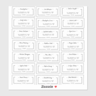 Étiquettes d'adresse de invité de mariage à l'écri