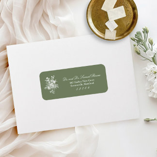 Étiquettes d'adresse de l'invité de mariage vert s