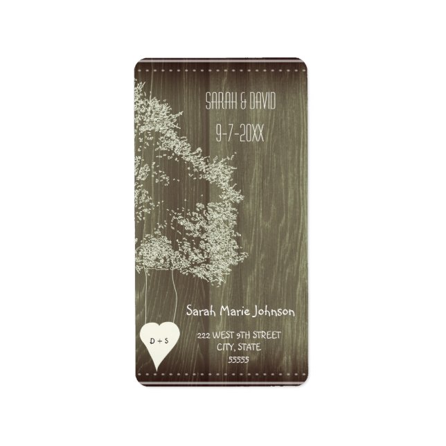 Étiquettes d'adresse de mariage avec arbre rustiqu (Devant)