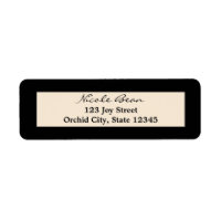 Étiquettes d'adresse de mariage chic noir et crème