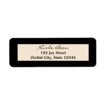 Étiquettes d'adresse de mariage chic noir et crème