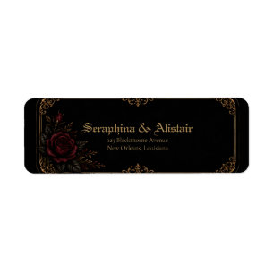 Étiquettes d'adresse de mariage gothique foncé élé